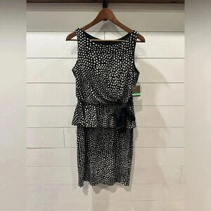 BNWT Just Taylor Black and White Polka Dot Dress- size 8